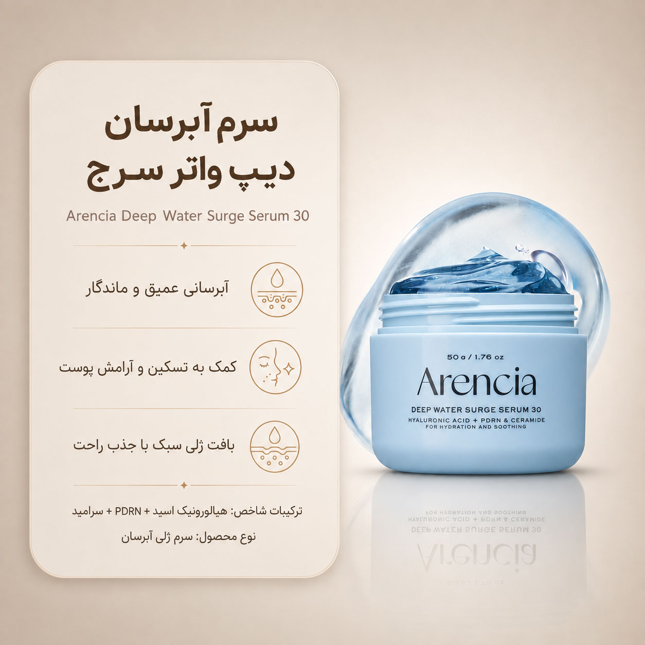 سرم شب آبرسان دیپ واتر سرج 30 آرنسیا 50 گرم
